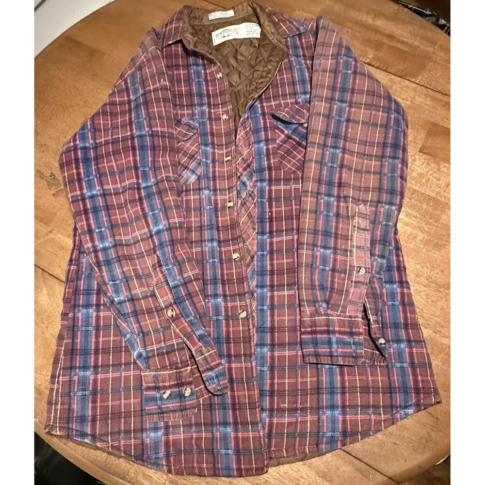 Vintage Northwest Territory Quilted Lined Flannel Shirt Jacket Size Large Tall